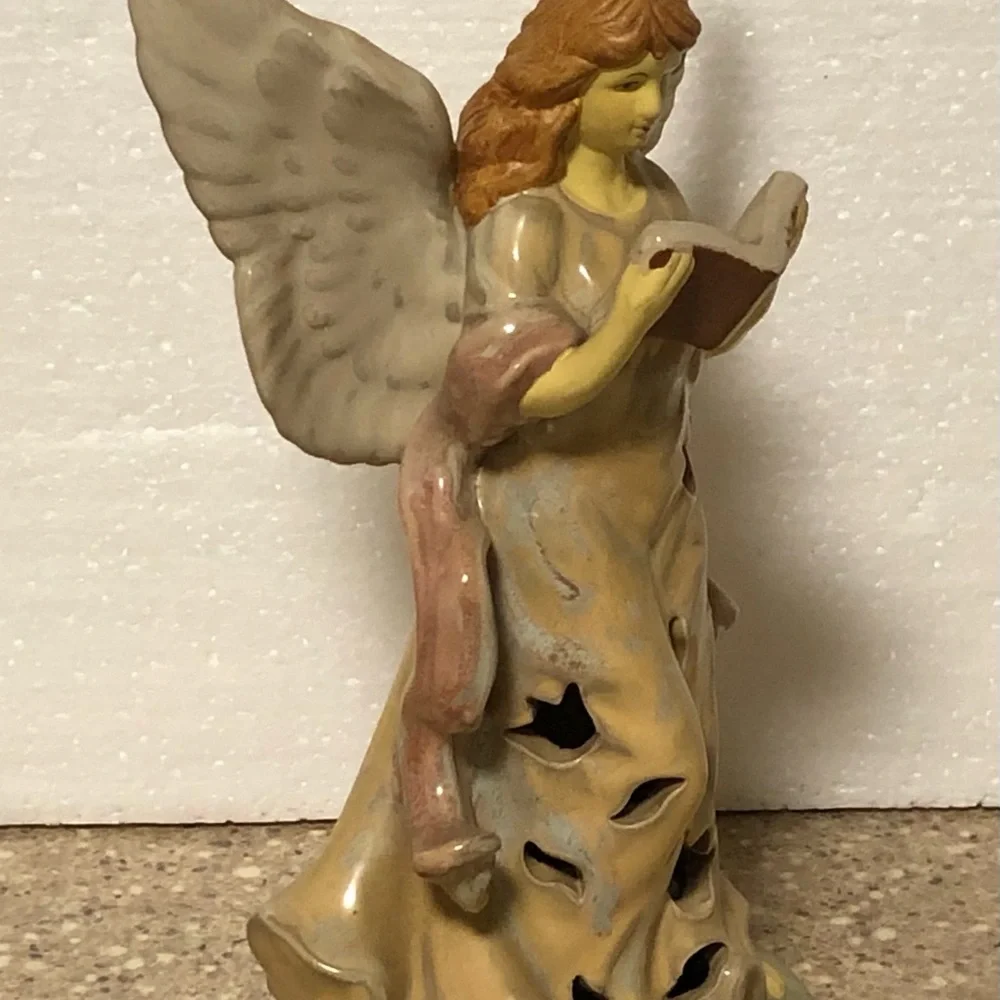 Porcelain Angel Figurine in Soft Cream and Pink